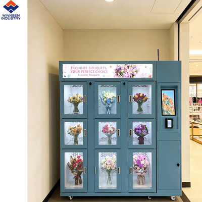 Jakość Inteligentny automat z kwiatami Winnsen z ekranem LCD 19 cali, nawilżaniem, chłodzeniem i drzwiami z podwójnym szkłem z automatycznym zamykaniem fabryka