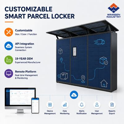 Jakość Winnsen Smart Parcel Locker z zarządzaniem zdalnym w chmurze, 15.6 "Android touchscreen i 600 drzwi One Console dla 24/7 pickup fabryka