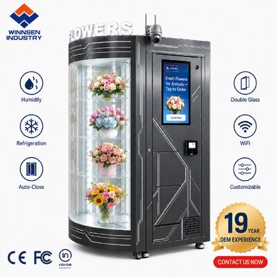 Jakość Winnsen 24/7 Samoobsługowy Kiosk z Lodówką na Świeże Kwiaty z 22-calowym Ekranem Dotykowym do Wydawania Bukietów fabryka