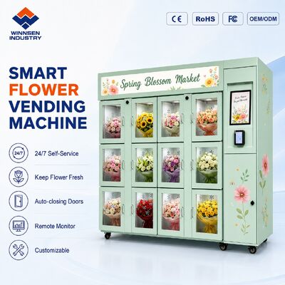 Jakość Chłodnia z automatem do sprzedaży świeżych kwiatów z 15,6-calowym ekranem dotykowym i zdalnym monitorowaniem dla supermarketów fabryka