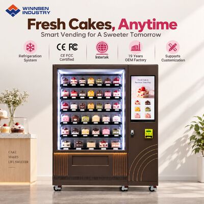 Jakość Automatyczny automat sprzedający ciasta Winnsen z chłodzoną witryną na ciasta z płatnością bezgotówkową do sklepu detalicznego fabryka