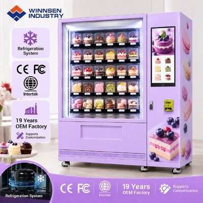 Jakość Winnsen Chilled Cupcake Vending Machine Glass Front LED Display Keeps Cream Cakes Fresh fabryka