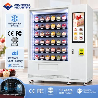 Jakość Winnsen Smart Elevator Cake Vending Machine No Drop Delivery Refrigerated Glass Display Cabinet fabryka