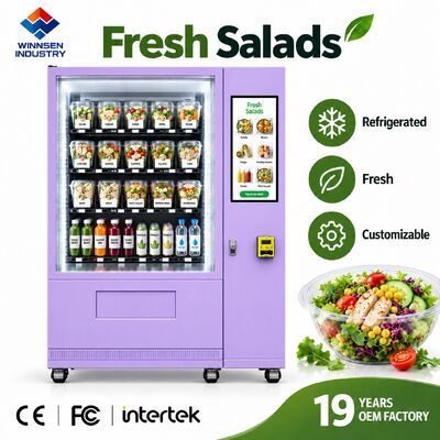 Jakość Winnsen Automatic Salad Vending Machine with Transparent Glass Display LED Shelves fabryka